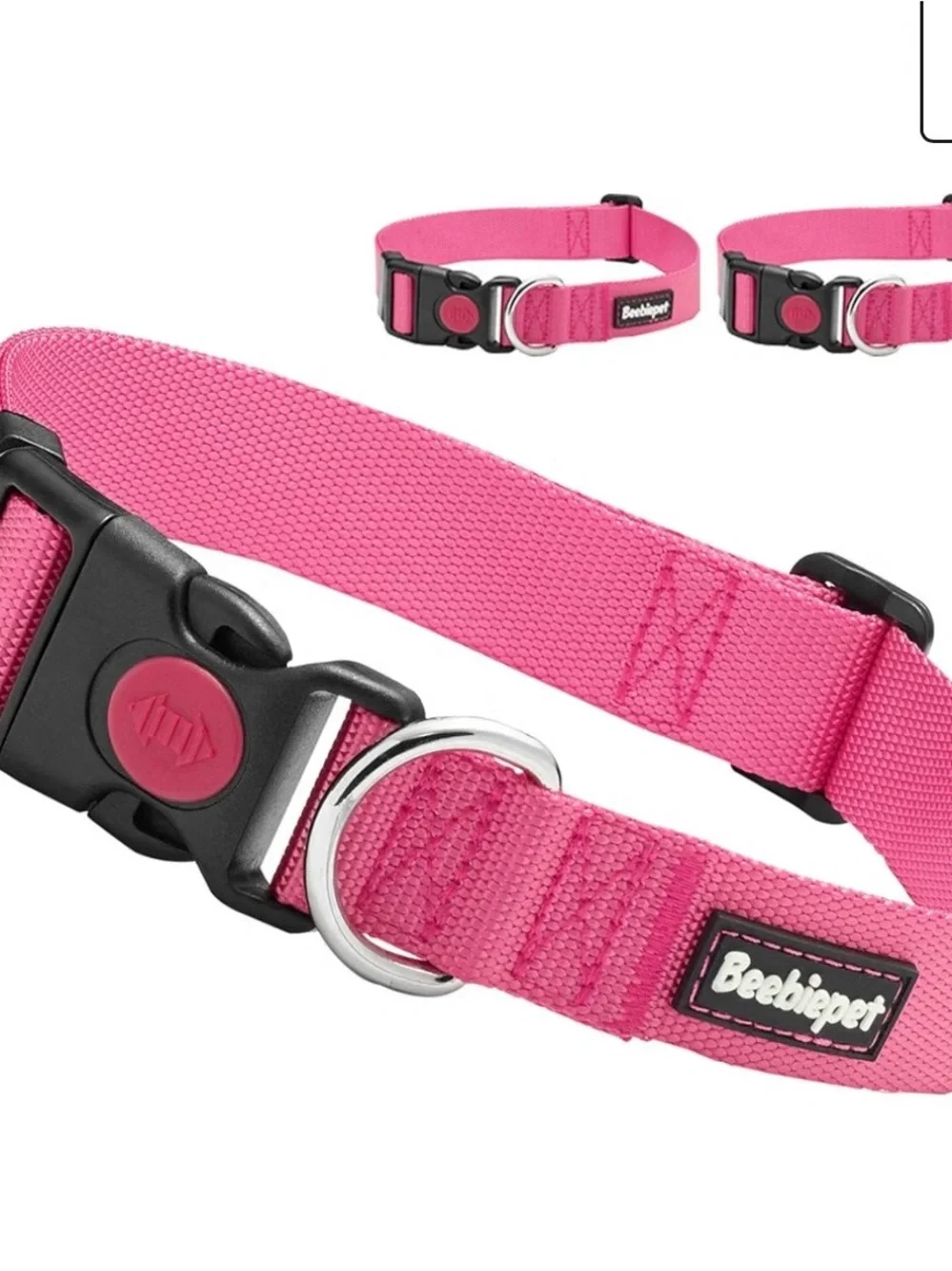 Adjustable Dog Seat Belt & Collar Set in Pink and Black. 2 of Each